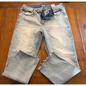 Euc Levi's Denizen Jeans Blue High Rise Ankle Slim Raw Hem Lt Wash Size 16